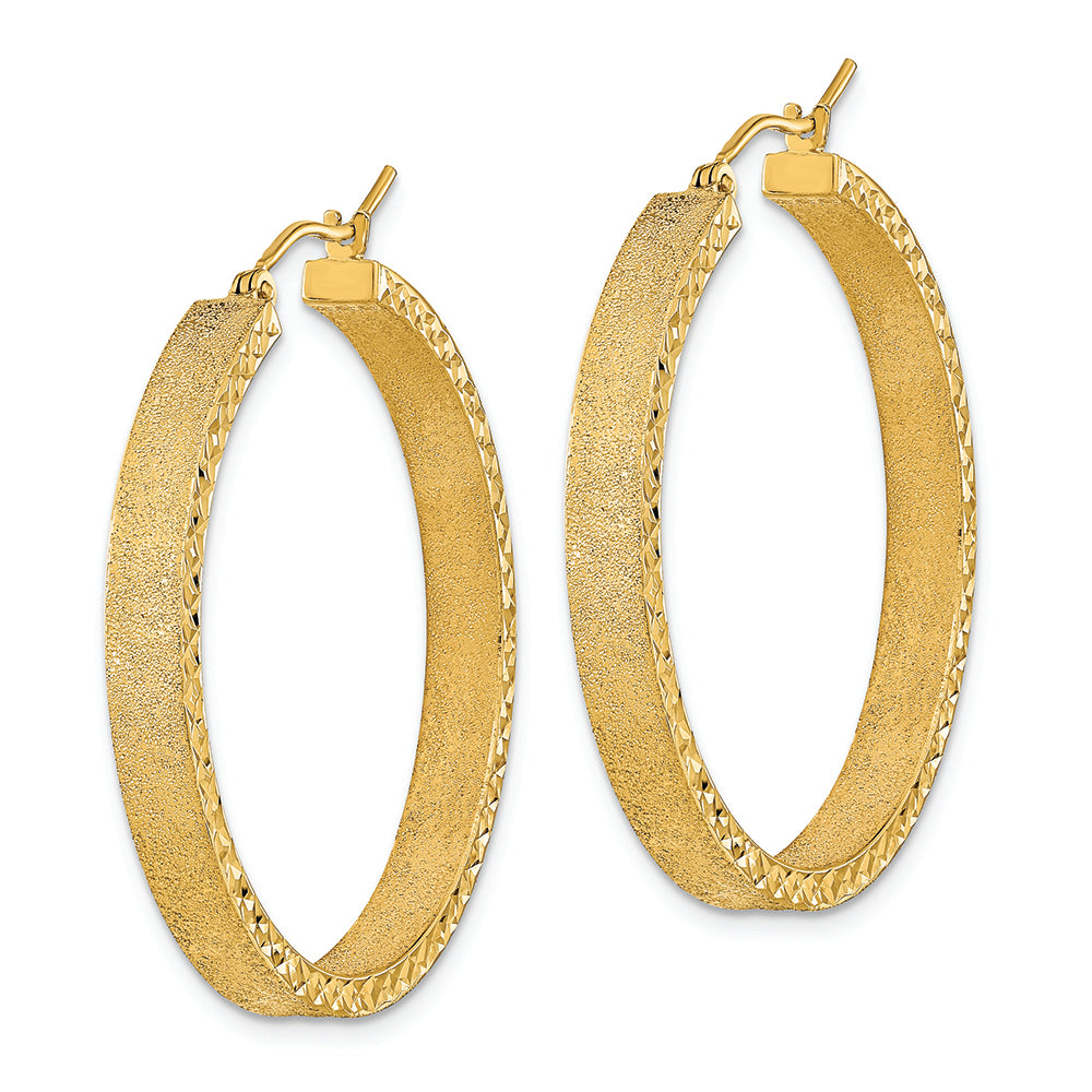 Aretes de Aro en Oro Amarillo de 14k Satinados y con Corte Diamante