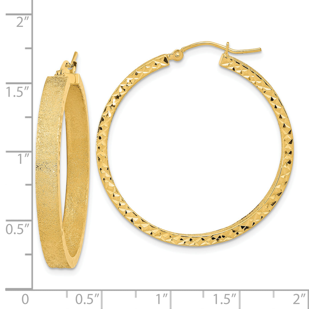 Aretes de Aro en Oro Amarillo de 14k Satinados y con Corte Diamante