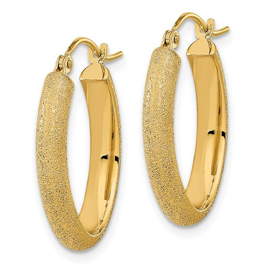 Aretes de Aro Ovalados Satinados y Pulidos en Oro Amarillo de 14K