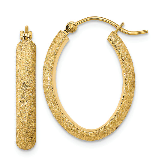 Aretes de Aro Ovalados Satinados y Pulidos en Oro Amarillo de 14K