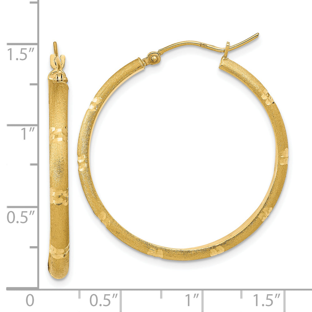 Aretes de Aro en Oro Amarillo de 14k Pulidos y Satinados con Corte Diamante