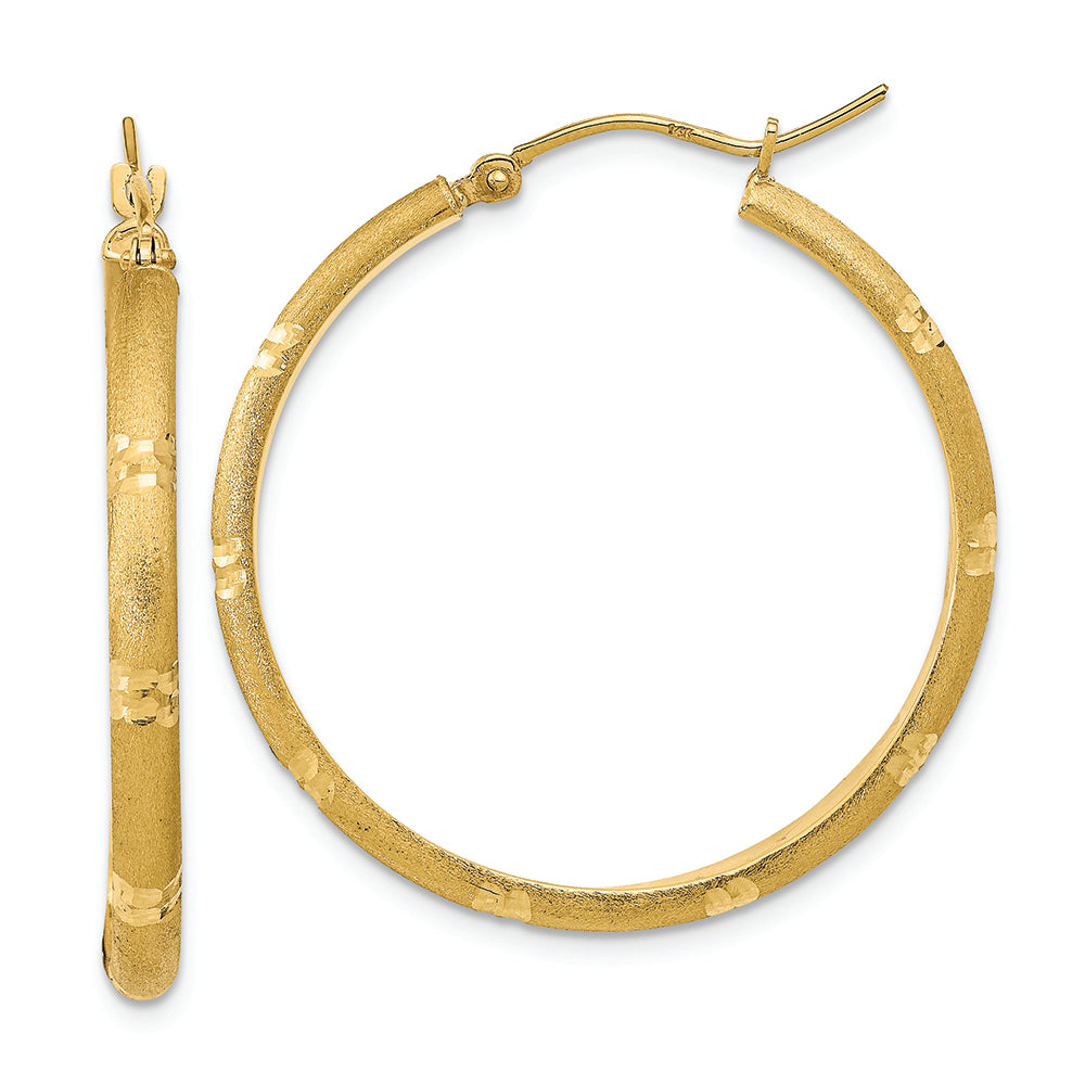 Aretes de Aro en Oro Amarillo de 14k Pulidos y Satinados con Corte Diamante