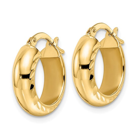 Aretes de Aro Texturizados D/C y Pulidos en Oro Amarillo de 14K