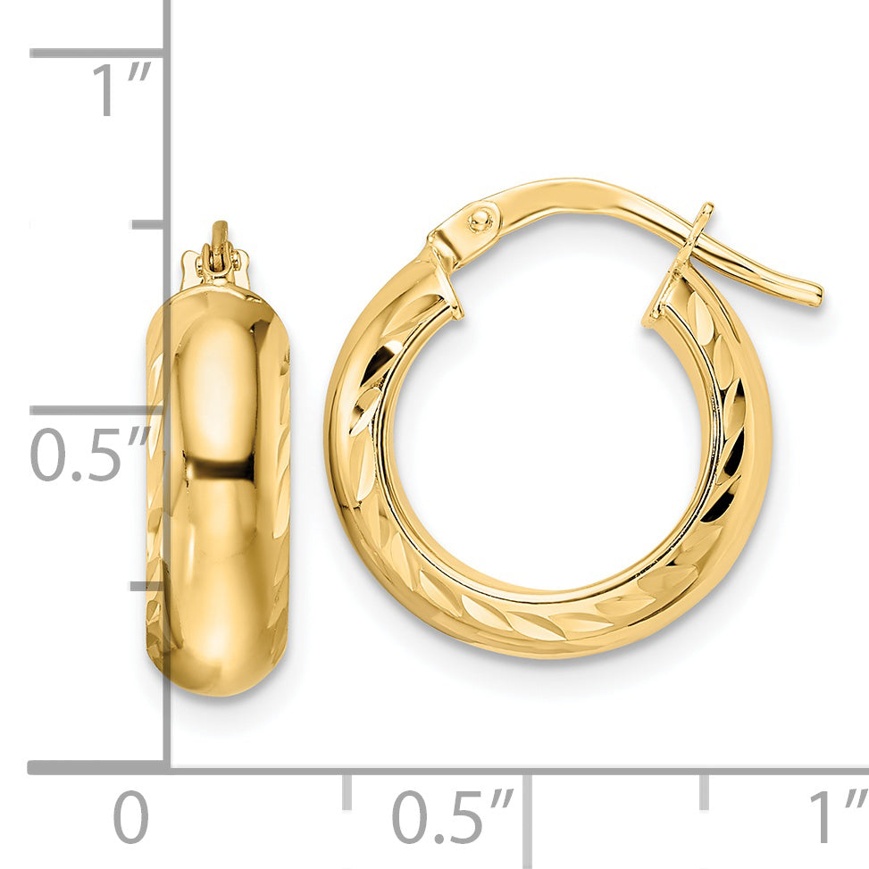 Aretes de Aro Texturizados D/C y Pulidos en Oro Amarillo de 14K