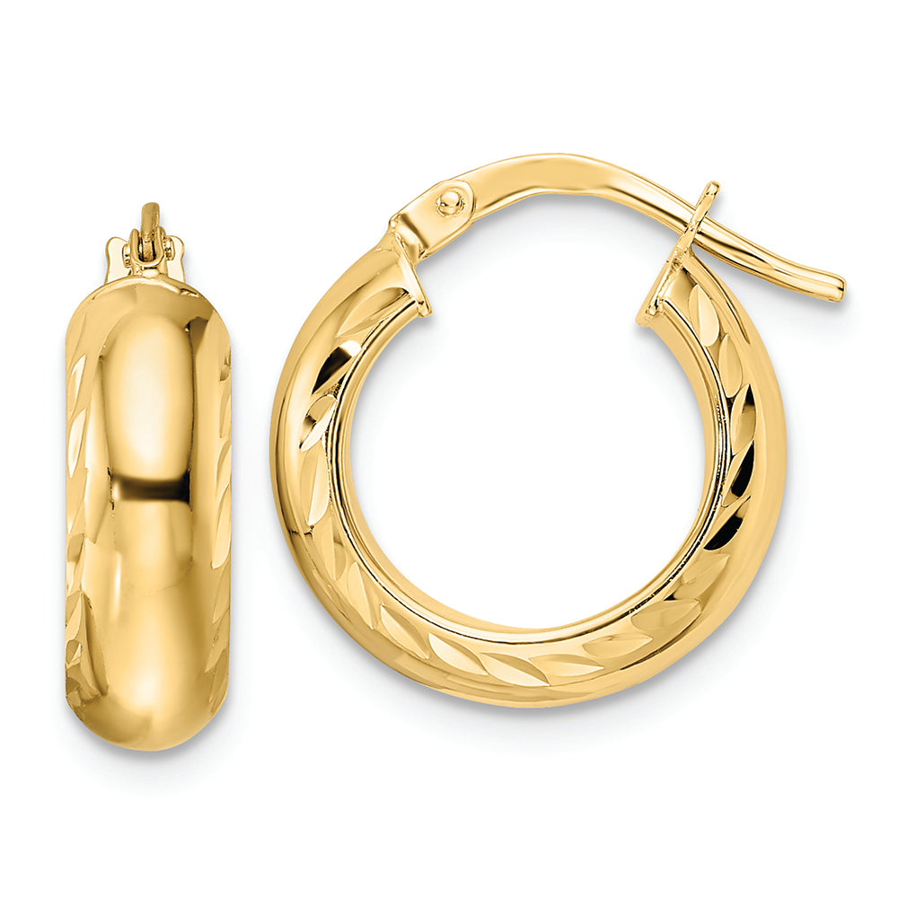 Aretes de Aro Texturizados D/C y Pulidos en Oro Amarillo de 14K