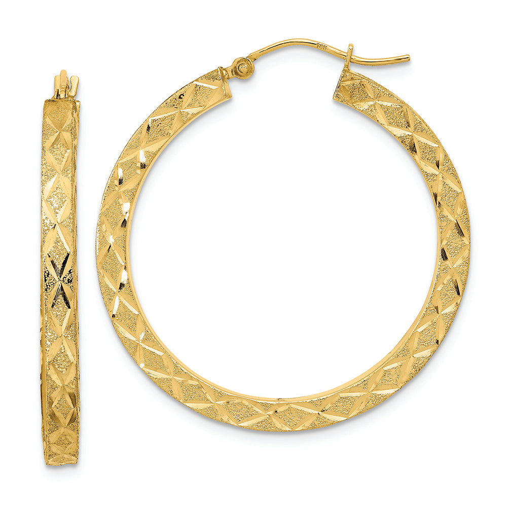 Aretes de Aro Tubular Sin Fin en Oro Amarillo de 14k Pulidos
