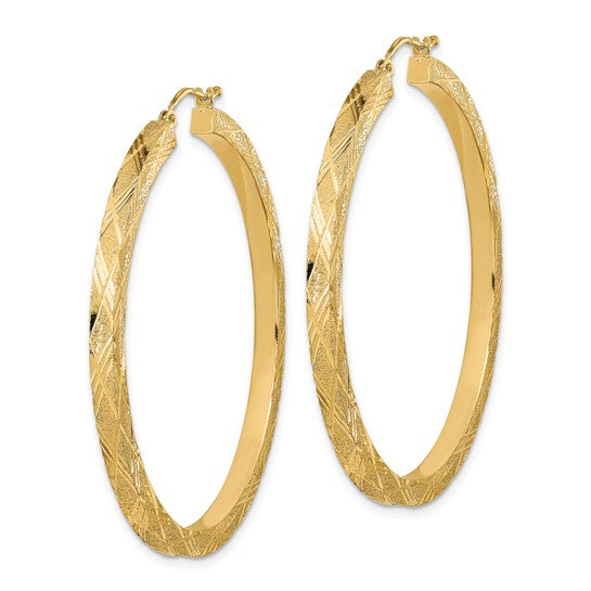 Textured and Polished Hoop Earrings in 14K Yellow Gold