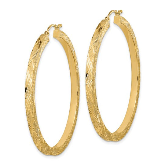 Textured and Polished Hoop Earrings in 14K Yellow Gold