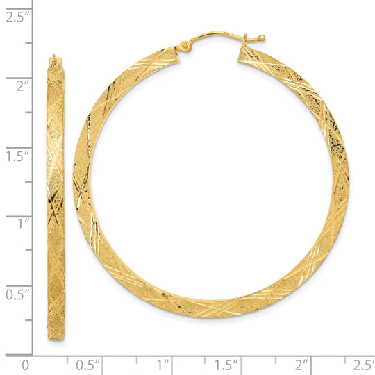 Textured and Polished Hoop Earrings in 14K Yellow Gold