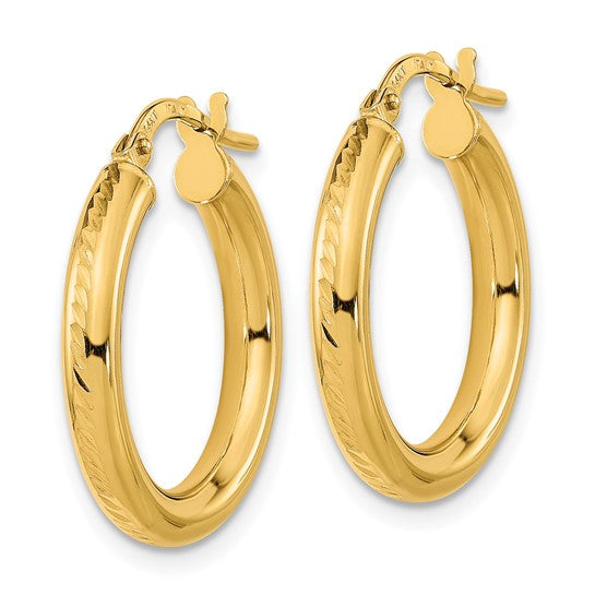 Textured and Polished Hoop Earrings in 14K Yellow Gold