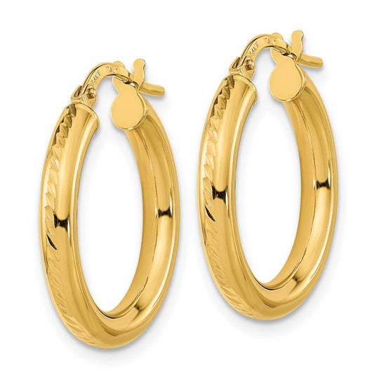 Textured and Polished Hoop Earrings in 14K Yellow Gold