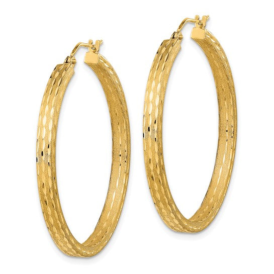 Aretes de Aro en Oro de 14K con Acabado Satinado y Corte Diamante