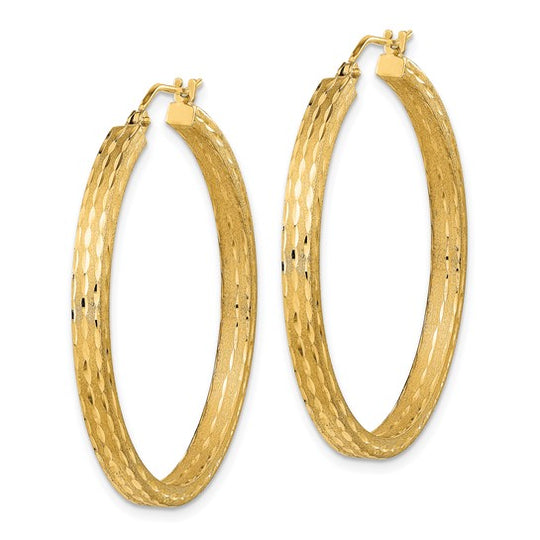 Aretes de Aro en Oro de 14K con Acabado Satinado y Corte Diamante