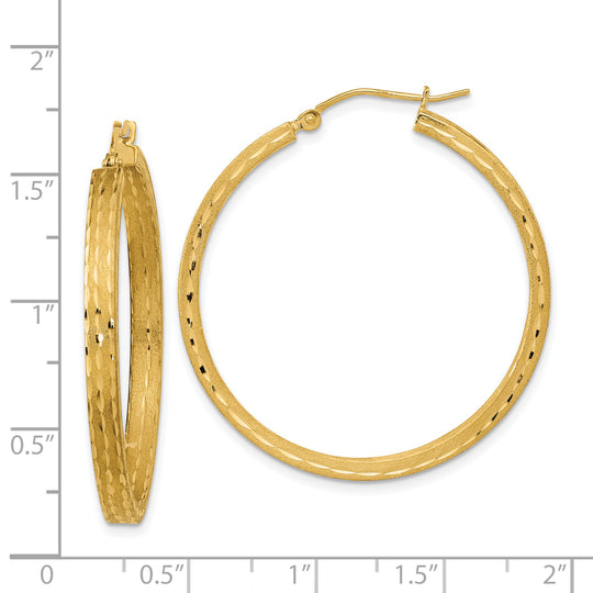 Aretes de Aro en Oro de 14K con Acabado Satinado y Corte Diamante