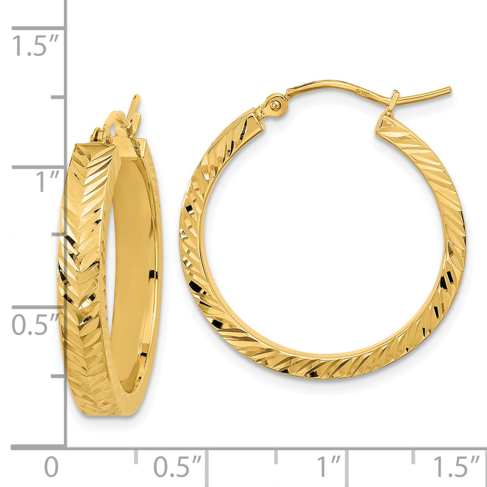 Aretes de Aro de Oro Amarillo de 14K Pulido con Corte Diamante