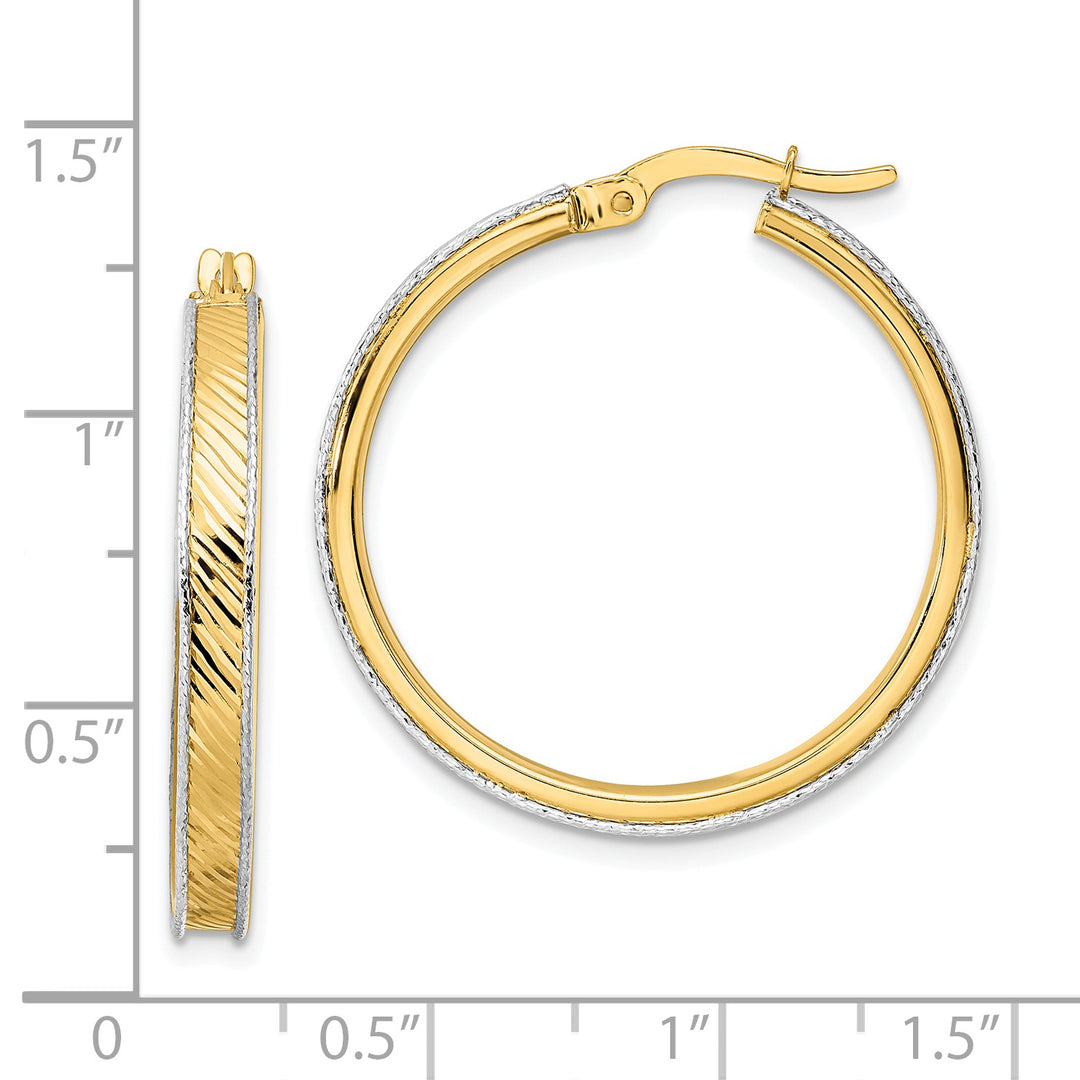 Aretes de Aro en Oro Bicolor de 14k con Acabado Pulido y Corte Diamante