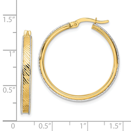Aretes de Aro en Oro Bicolor de 14k con Acabado Pulido y Corte Diamante