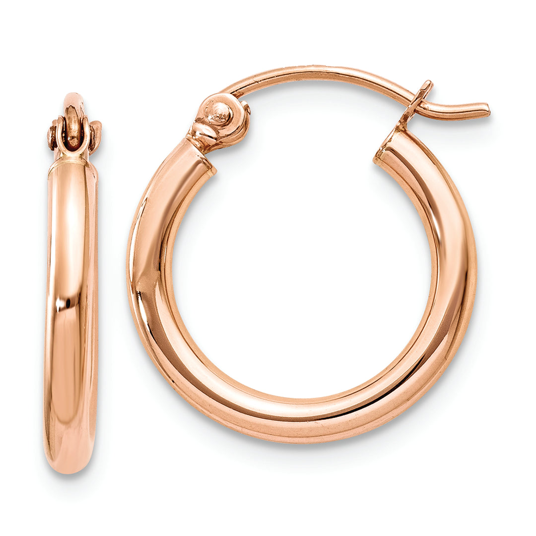 Aretes de Aro Livianos en Oro Rosa de 14k Pulidos con Tubo de 2 mm
