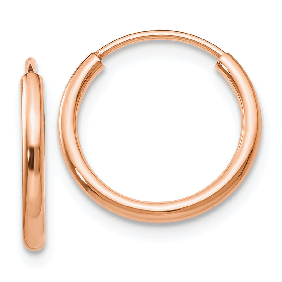 Pendientes de Aro Tubo Infinito Pulido en Oro Rosa de 14k