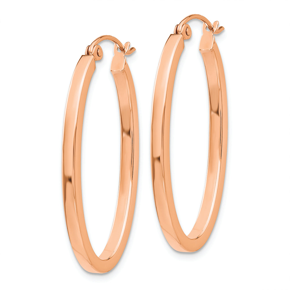 Polished 14k Rose Gold Oval Tube Hoops