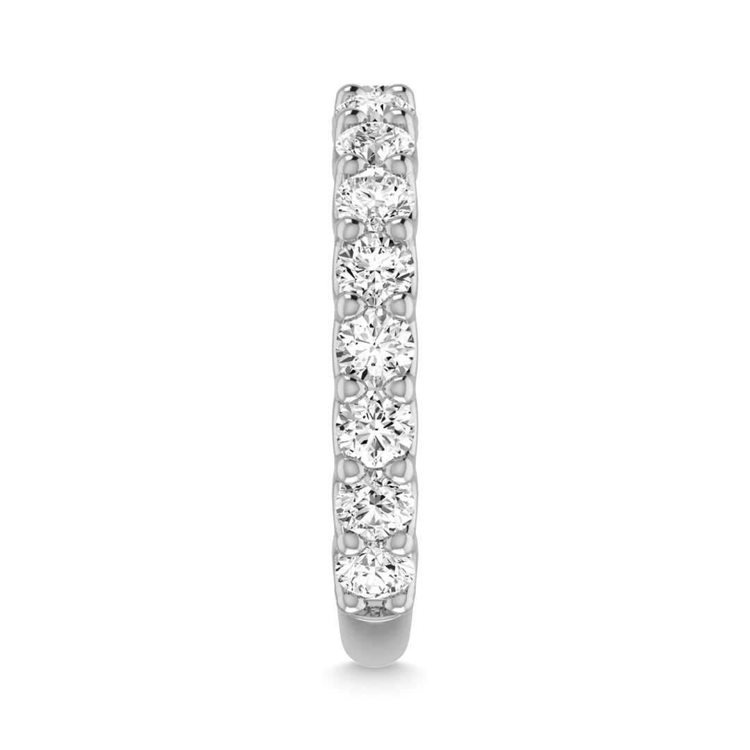 1 3/8 carat total 14k white gold lab-grown diamond. Round-shaped three-way wedding band