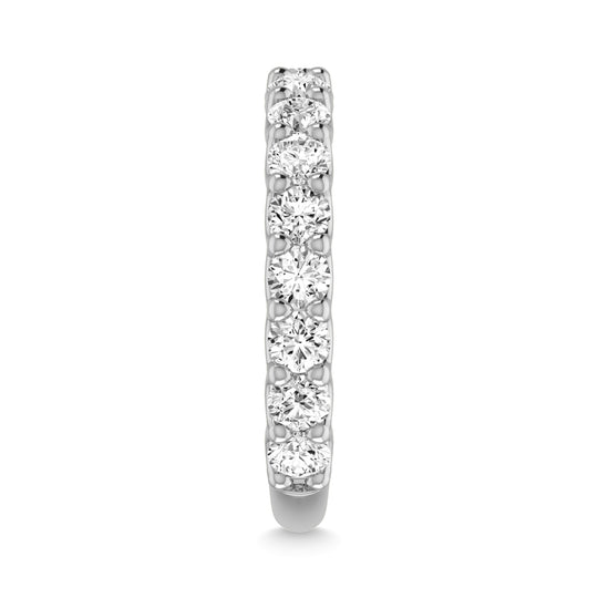1 3/8 carat total 14k white gold lab-grown diamond. Round-shaped three-way wedding band