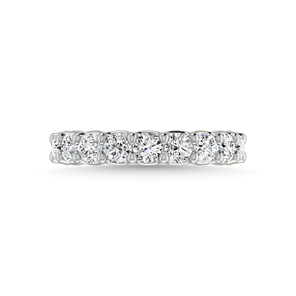 Diamante cultivado en laboratorio de oro blanco de 14 quilates, 1 3/4 quilates total. Alianza de boda de tres cuartas v√≠as con forma redonda (tama√±o 6,5)