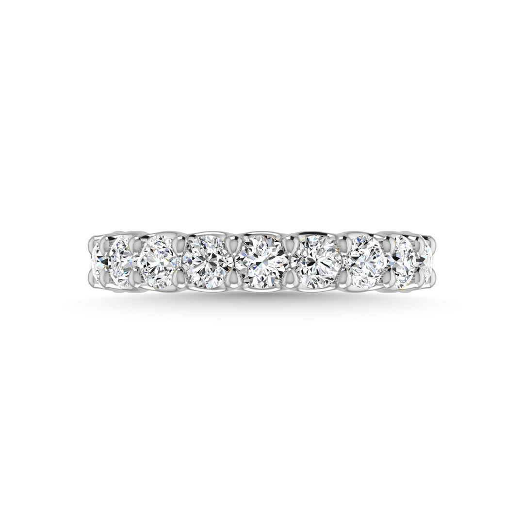 Diamante cultivado en laboratorio de oro blanco de 14 quilates, 1 3/4 quilates total. Alianza de boda de tres cuartas v√≠as con forma redonda (tama√±o 6,5)