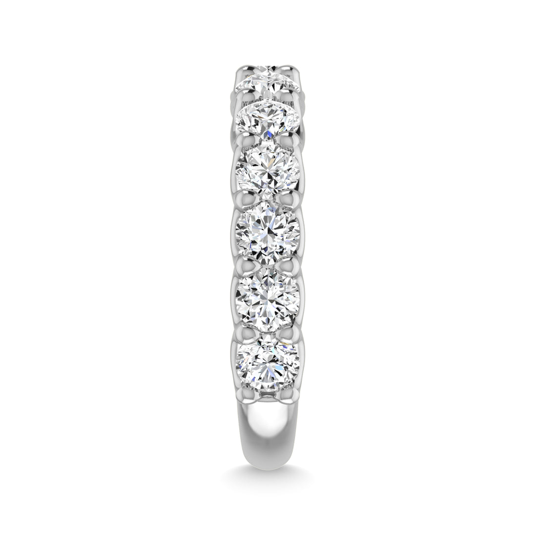 Diamante cultivado en laboratorio de oro blanco de 14 quilates, 1 3/4 quilates total. Alianza de boda de tres cuartas v√≠as con forma redonda (tama√±o 6,5)