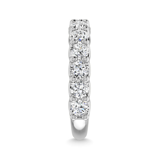 Diamante cultivado en laboratorio de oro blanco de 14 quilates, 1 3/4 quilates total. Alianza de boda de tres cuartas v√≠as con forma redonda (tama√±o 6,5)