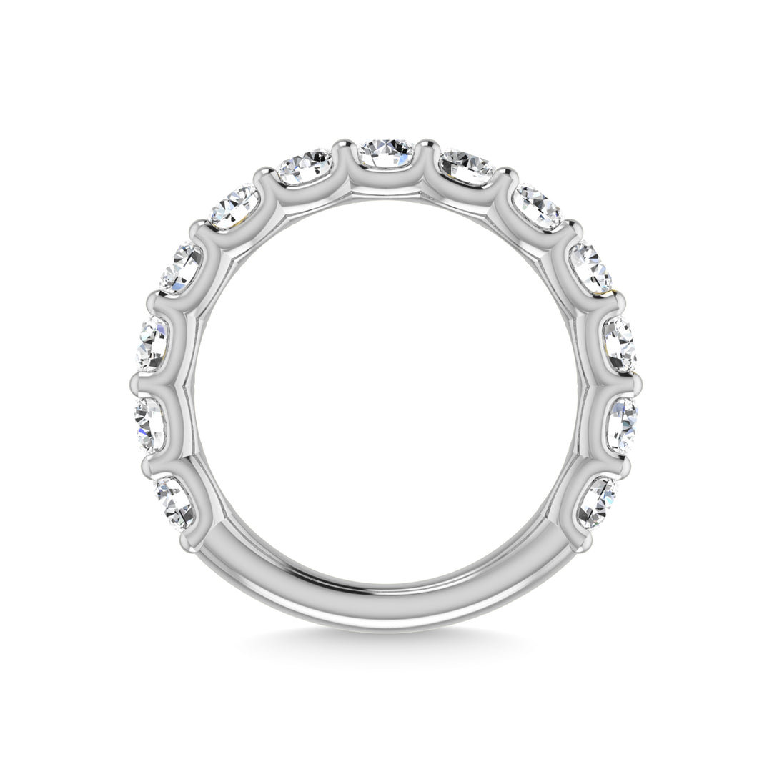 Diamante cultivado en laboratorio de oro blanco de 14 quilates, 1 3/4 quilates total. Alianza de boda de tres cuartas v√≠as con forma redonda (tama√±o 6,5)