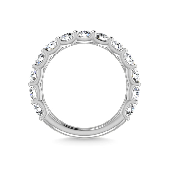 Diamante cultivado en laboratorio de oro blanco de 14 quilates, 1 3/4 quilates total. Alianza de boda de tres cuartas v√≠as con forma redonda (tama√±o 6,5)