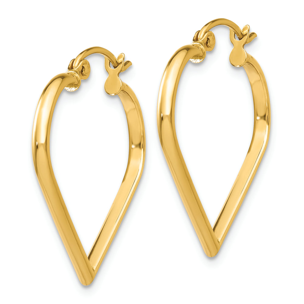 Aretes de Aro en Forma de Corazón Pulidos de 14K y 2mm