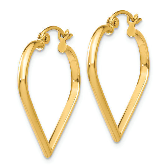 Aretes de Aro en Forma de Corazón Pulidos de 14K y 2mm