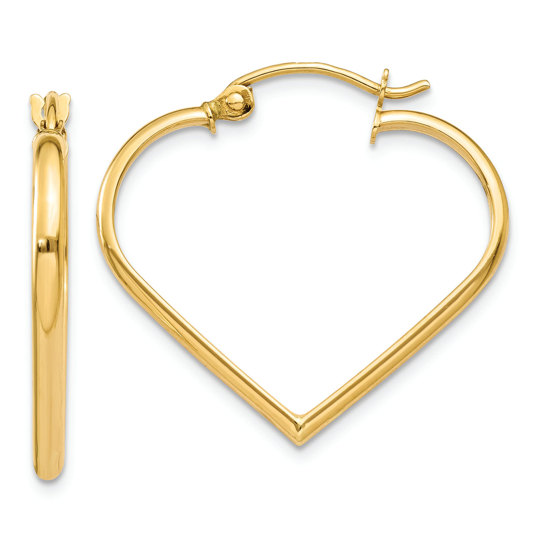 Aretes de Aro en Forma de Corazón Pulidos de 14K y 2mm