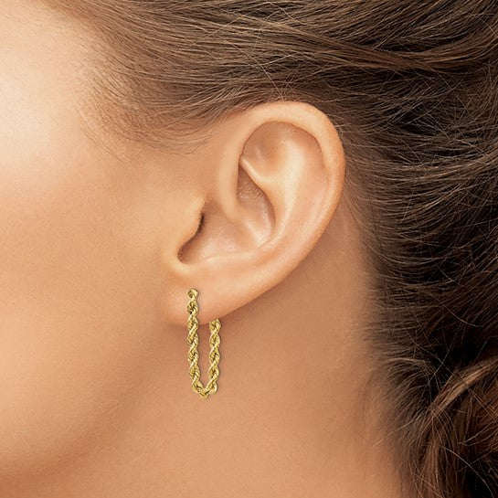Aretes Colgantes de Cadena de Cuerda en Oro Blanco de 14K