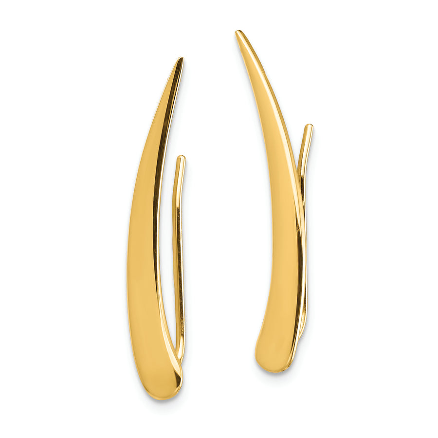 Aretes Trepadores de Oreja Puntiaguda Pulidos en Oro de 14k