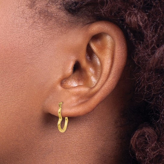 Pendientes de Aro Huecos en Forma de Corazón 14K Oro Amarillo