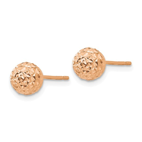 Pendientes de Post con Bola de 6 mm en Oro Rosa de 14k