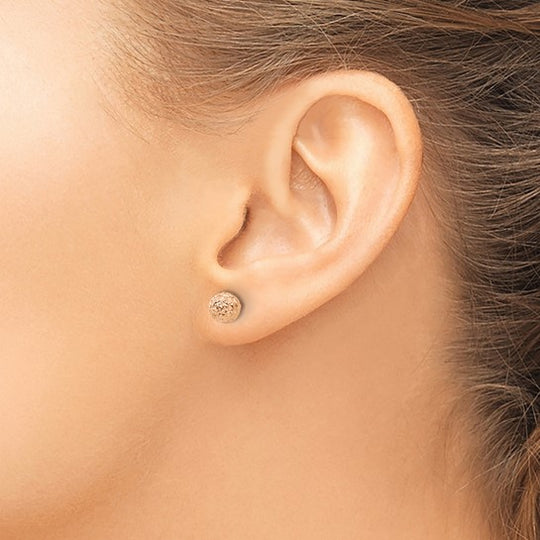 Pendientes de Post con Bola de 6 mm en Oro Rosa de 14k