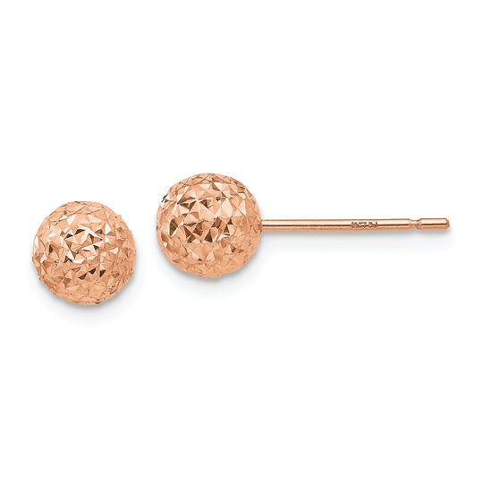 Pendientes de Post con Bola de 6 mm en Oro Rosa de 14k