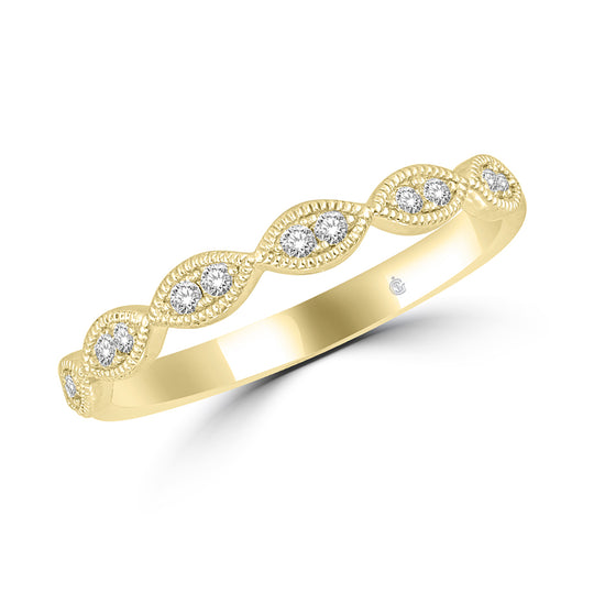 Oro amarillo de 14 quilates de 1/6 quilates total. Banda apilable de diamantes