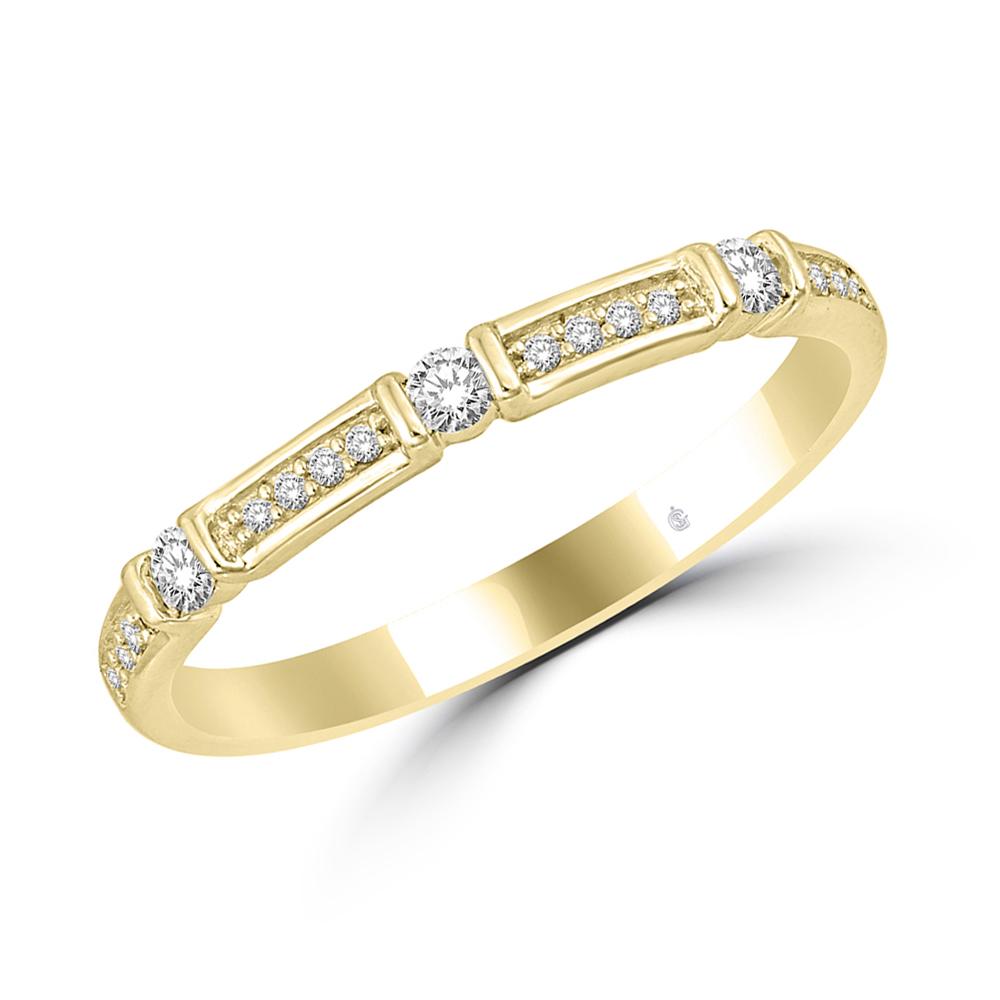Oro amarillo de 14 quilates de 1/6 quilates total. Banda apilable de diamantes