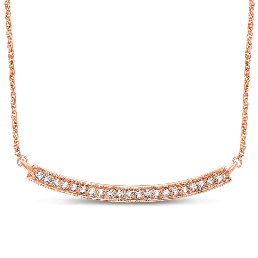 14K rose gold, 1/6 carat total. Diamond stackable necklace