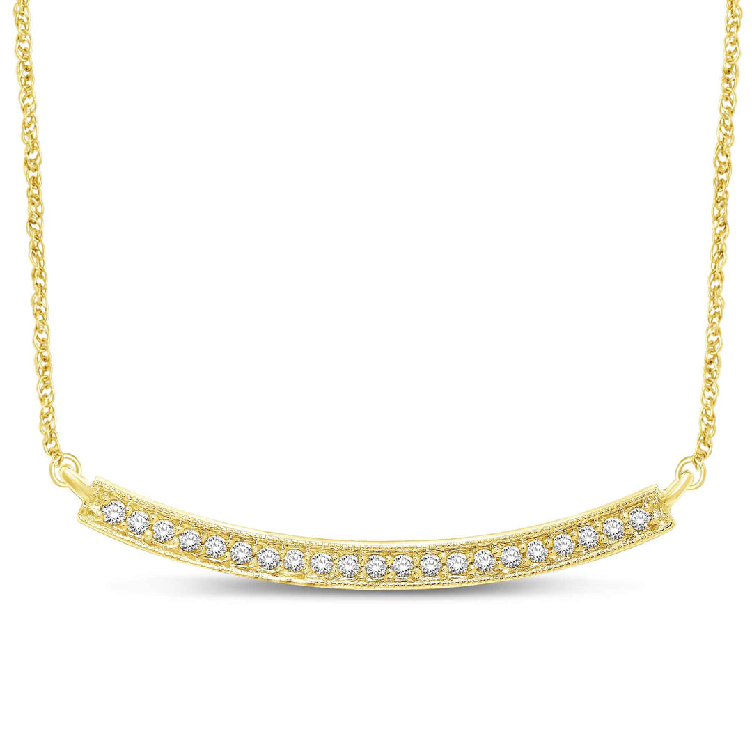 14K yellow gold, 1/6 carat total. Diamond stackable necklace