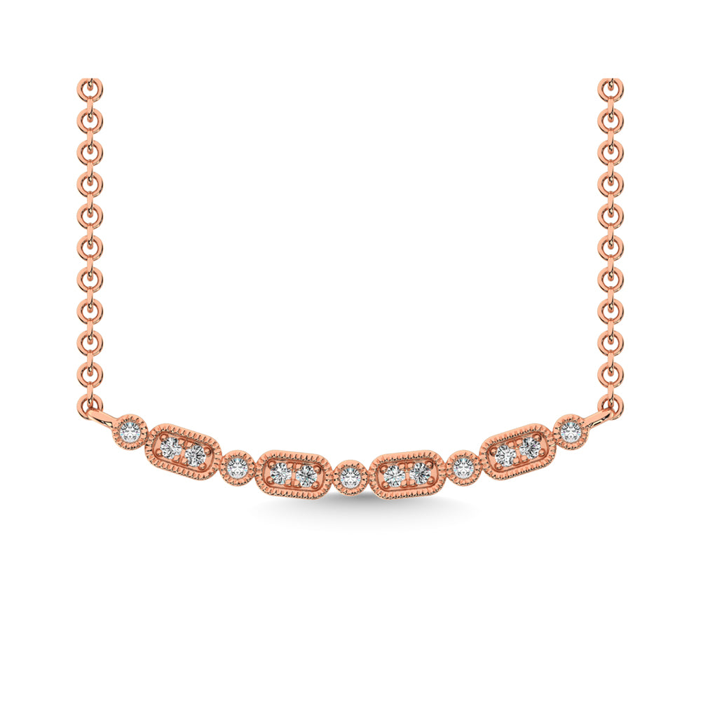 14K Rose Gold 1/10 Carat Total Diamond Stackable Necklace