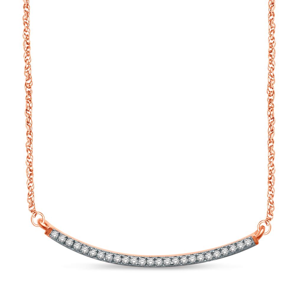 14K rose gold, 1/6 carat total. Diamond stackable necklace