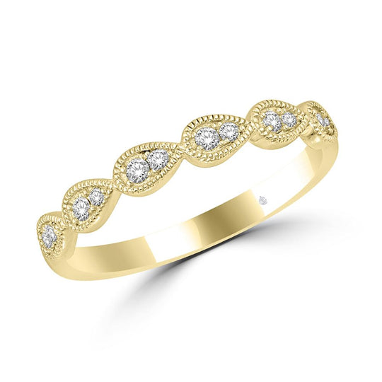 Oro amarillo de 14 quilates de 1/8 quilates total. Banda apilable de diamantes