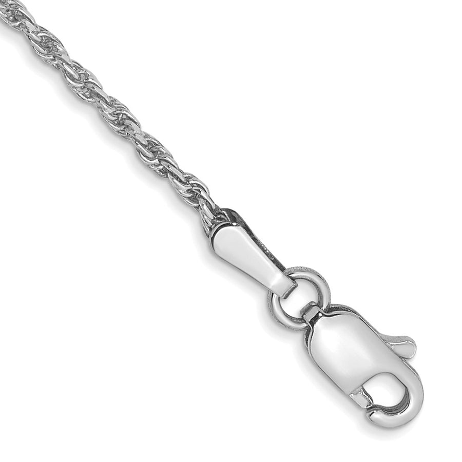 Pulsera de Oro Blanco 14K – 6 pulgadas, 1.3 mm Estilo Cuerda con Corte Diamantado y Cierre de Langosta