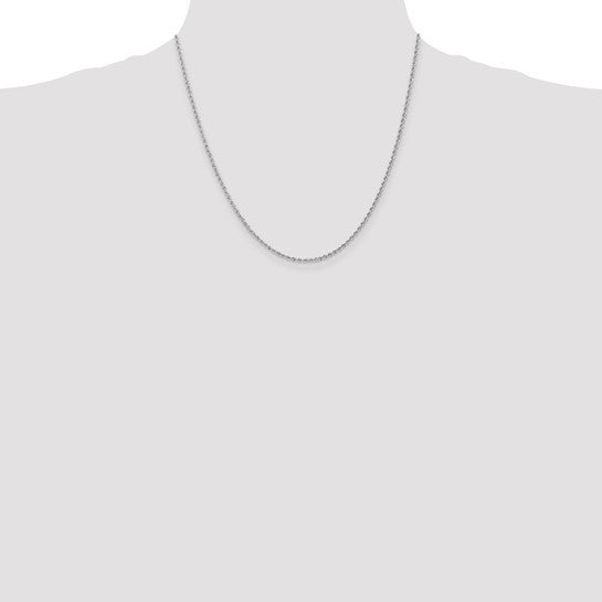 14K White Gold Chain — 20 inches, 1.5 mm, Rope Style with Lobster Clasp